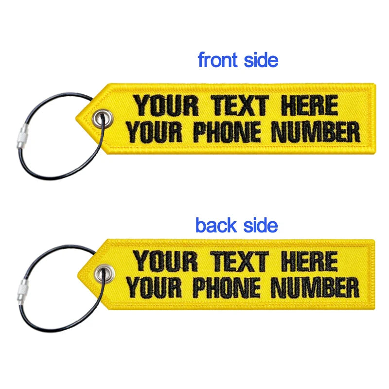 Personalized Keychain Luggage Tag Suitcase Travel Label Double-sided Embroidered Same Text
