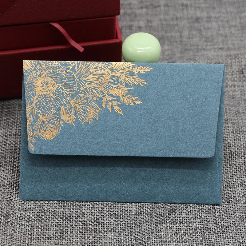 10pcs/special Paper Card Hot Stamping Invitation Letter Envelope, Pearl Paper Packaging Thick Envelope