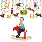 Horse Race Party Disposable Tableware Sets Plates Tablecloth Napkins Hanging Streamers Dinnerware For Birthday Party Decoration