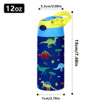 350ml Cartoon Pattern Vacuum Cup Kids Insulated Water Bottle Cute Animal Straw Thermos Mug Handheld Kettle for Outdoor School