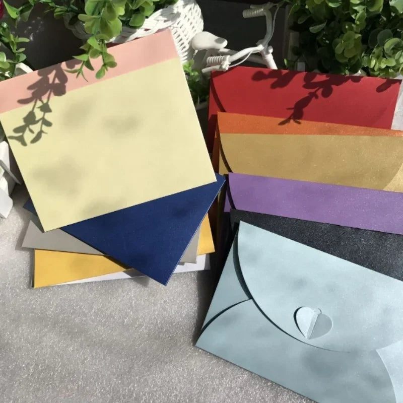 20pcs Colored pearlescent Envelope Thick Cardboard Small Foldable DIY Paper Envelopes Self Locking Buckle Letter Gift Card Cover