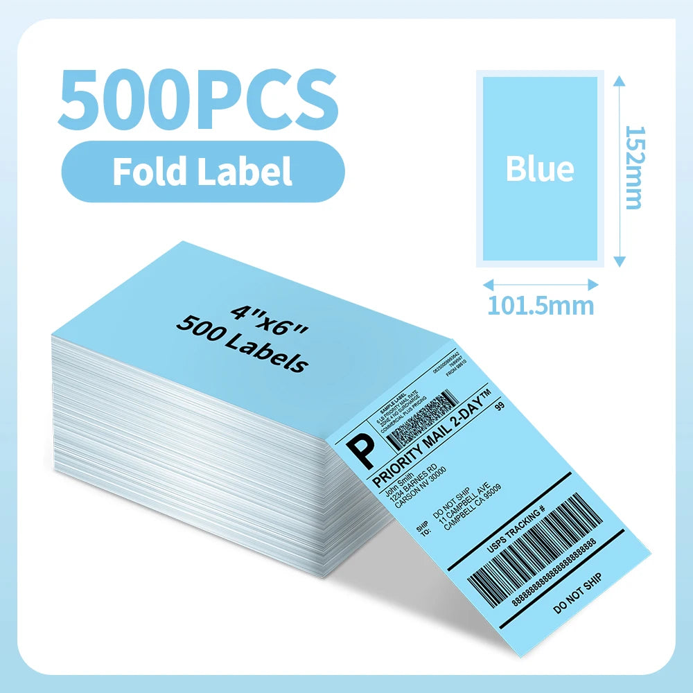 Phomemo 241BT 246S Thermal Label Printer Paper 100x150mm Fan-Fold Labels Shipping Supplies for Package Adress Business