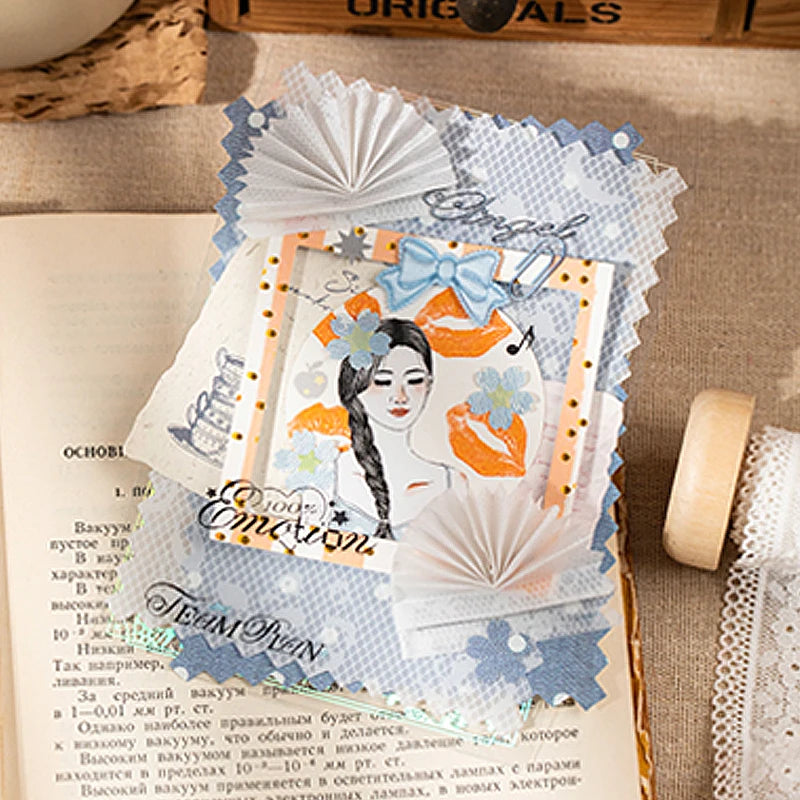 Mr.Paper 20Pcs/Pack Weave Dream Echo Series Card Stock Material Paper Vintage Plaid & Lace for Journal Scrapbook DIY Background