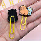 12 pcs Random Capibala Cartoon Paper Clips Diy Binder Clip Bookmark Decoration Kawaii School Office Supplies