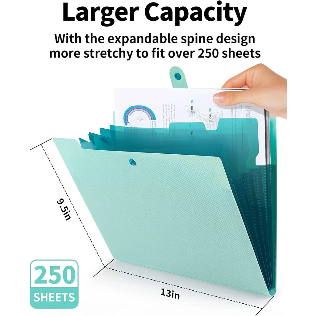 A4 Size Accordion File Folder 5 Pocket Filer Folder with Labels for Documents Paper Organizer for School Office