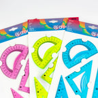 30cm Transparent Soft Ruler Set - 4 Pieces, Multi-Color with Triangle and Protractor, Ideal for Measuring and Drawing