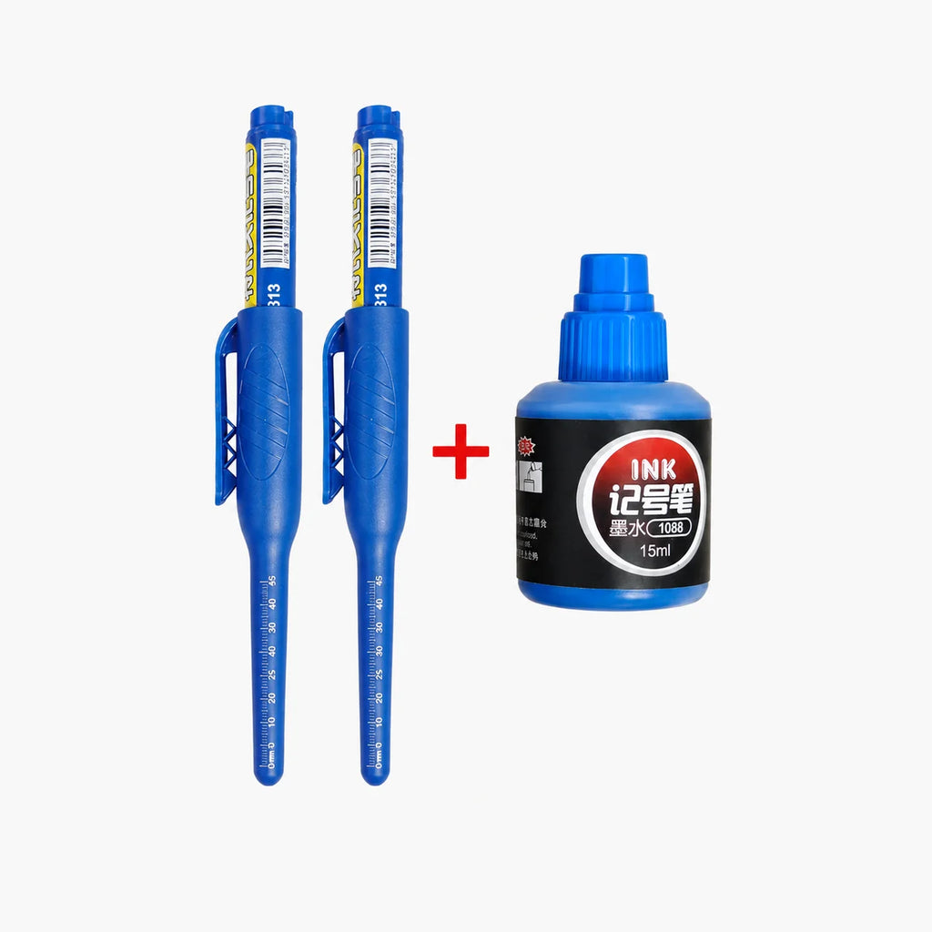 1-6Pcs 45mm Waterproof Long Head Nib Deep Hole Markers Pen Tile Carpenter Pen Multi-purpose for Woodworking Black/Blue/Red Ink