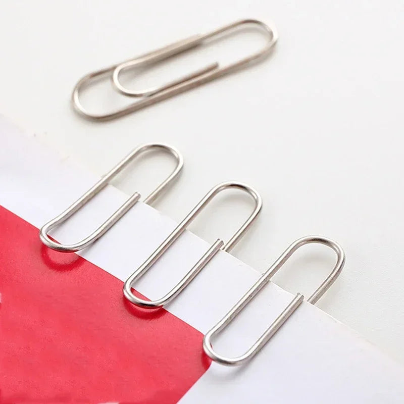 500/300/100PCS Metal Silver Paper Clips for Paperwork Stainless Steel Bookmark Paperclips Organizers Office School Supplies
