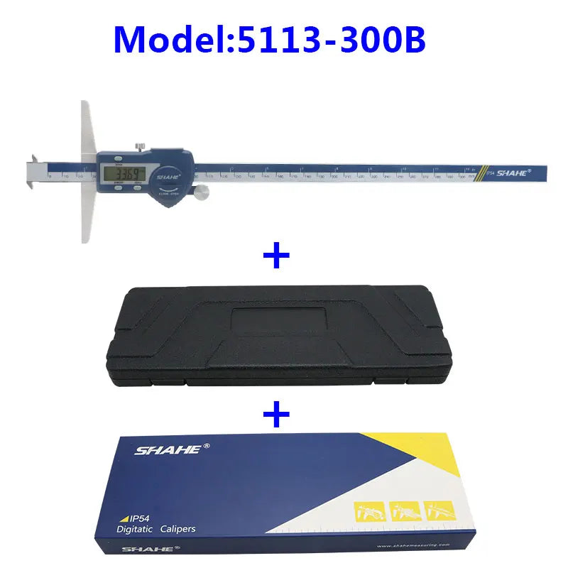 SHAHE 150/200/300mm Electronic Ruler Digital Depth Vernier Caliper Micrometro Depth Gauge Measuring Tools