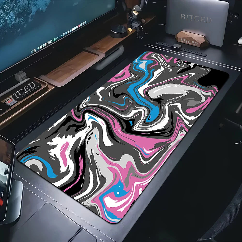 XXL Black and White Strata Liquid 900x400 Mouse Pad Computer Laptop Anime Keyboard Mouse Mat Large Mousepad Keyboards Desk Mat