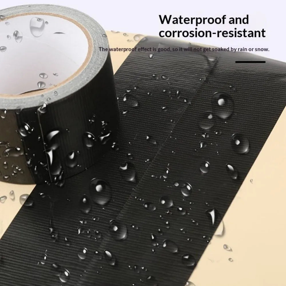 5m/10m Heavy Duty Waterproof Black Duct Tape Strong Adhesive Gaffer Tape for Repairs Sealing Indoor Outdoor Use Hand Tearable