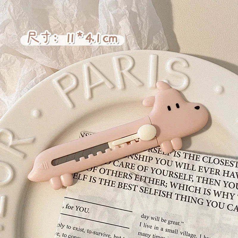 1Pcs Cartoon Cute Dog DIY Mini Multipurpose Pocket Folding Knife Letter Pen Envelope Opening Knife