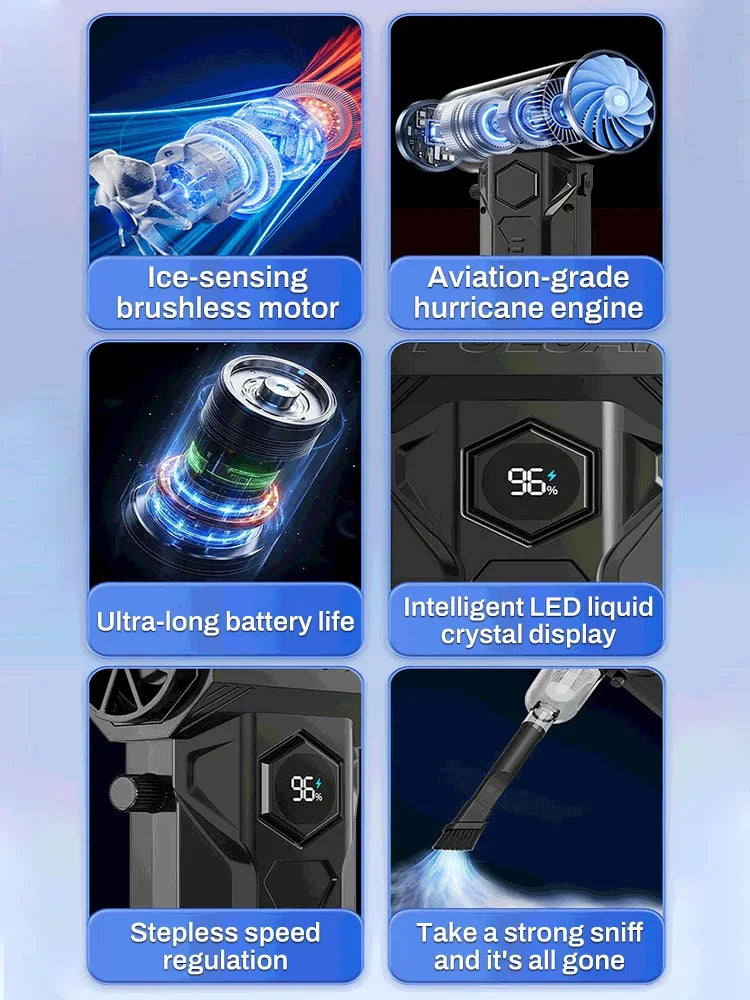 500000RPM Air Blower X11 Super Powerful Compressed Air Duster Electricity Consumption Display Air Vacuum Blower Jet Fan For Car