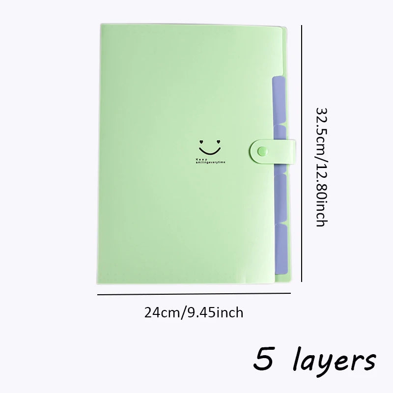 A4 Organ Folder 5 Layers Macaron Colors File Manager Storage Simple Folder for Student School and Office Stationery Supplies