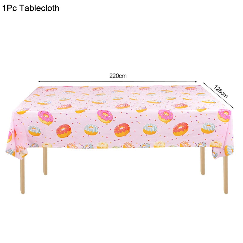 1Set Donut Party Decoration Disposable Tableware Plate Cup Napkins Candy Gift Bags Kids Baby Girl 1st Birthday Party Supplies