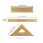 Retro Brass Straight Ruler Student School Office Stationery Metal Triangle Rulers Protractor Painting Drawing Measuring Tools