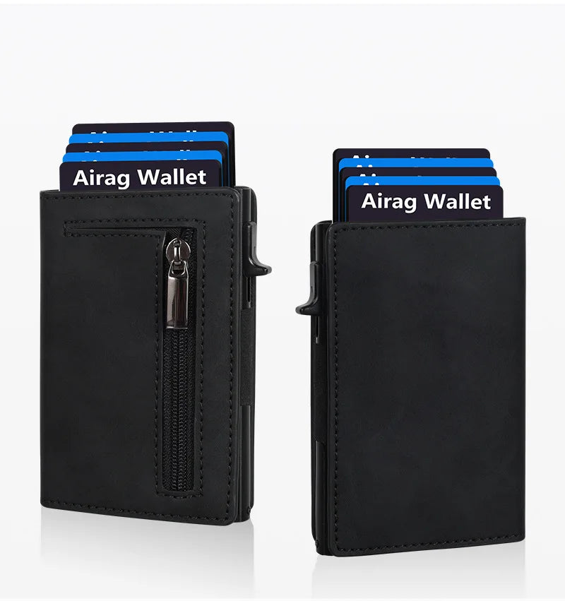RFID Blocking Pop-up Minimalist Wallet for Men, Luxury Magnetic Leather Credit Card Holder, Unisex Slim Bank Cardholder Purse