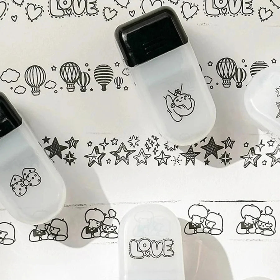 1PC Cartoon Pattern Lace Band Children's Rolling Flower Seal Creative Seal Graffiti Handbook DIY Roller Lace Decoration Band