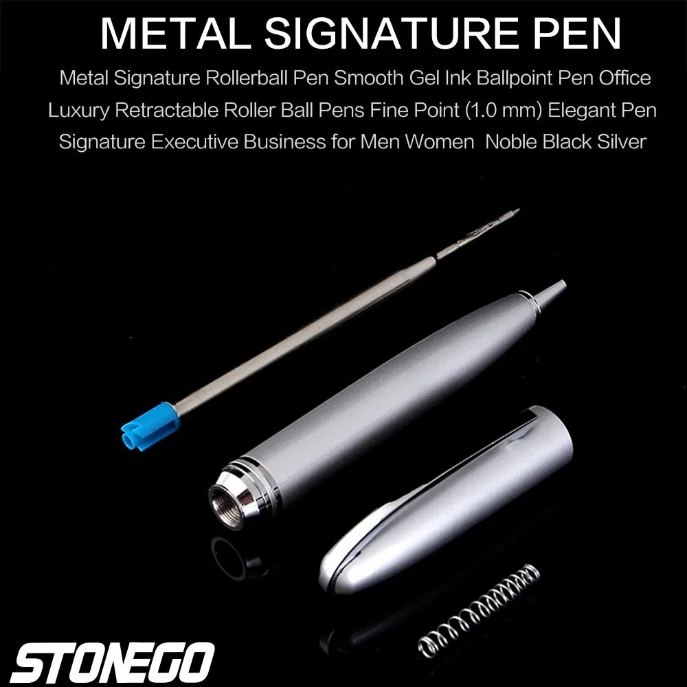 STONEGO Capless Ballpoint Pen, Simply Twist Roller Ball Pen Black Gel Ink Medium Point 1.0mm Smooth Writing Signature Pens