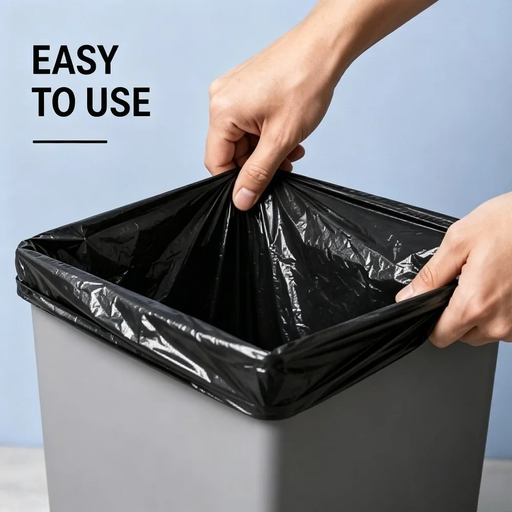 100 Large Black Trash Bags – Leak-proof, Durable Polyethylene
