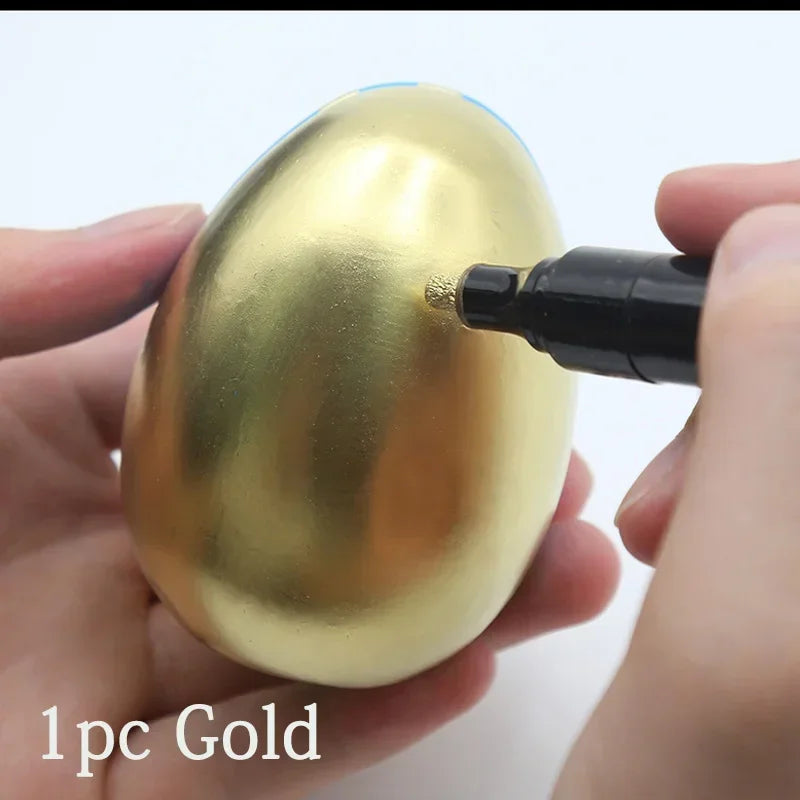 Chrome Paint Marker Reflective Liquid Mirror Paint Pens Golden Silvery Ink 2mm Writing Tip For Model Metal Wood Plastic Stone