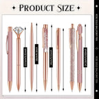 3-9pcs Rose Golden Metal Ballpoint Pen Set, Pearl Quicksand Crown, Love Artificial Diamond,School&Office Supply Gifts,Weddings