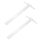 2Pcs General Layout Ruler Plastic T-Square with Accurate Scales for School Art Office Measuring Needs Plastic T Shape Ruler