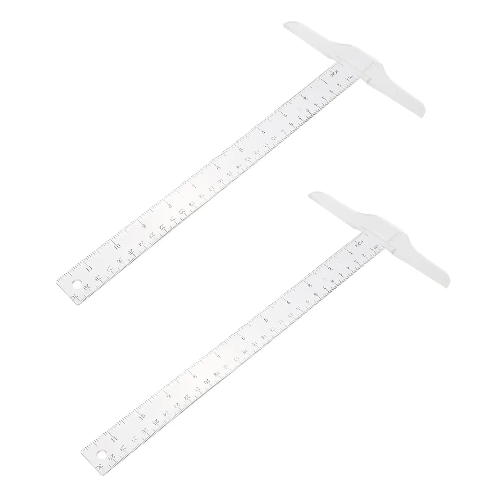 2Pcs General Layout Ruler Plastic T-Square with Accurate Scales for School Art Office Measuring Needs Plastic T Shape Ruler