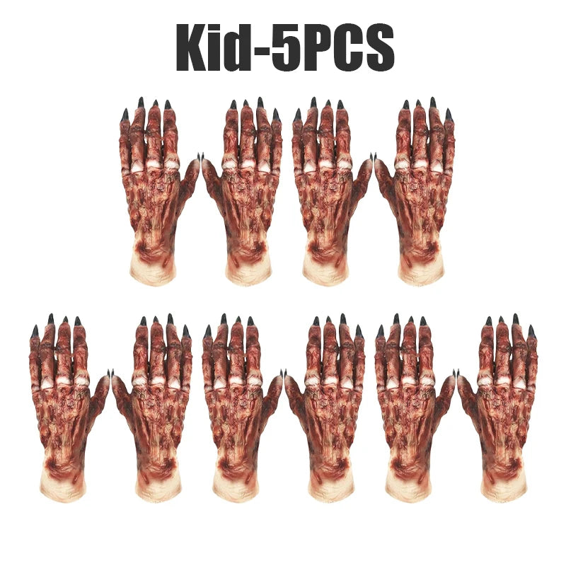 Mummy Hand Latex Gloves for Halloween Easter Costume Lifelike Zombie Prop for Adults Children Party Favor Spooky Dress-Up