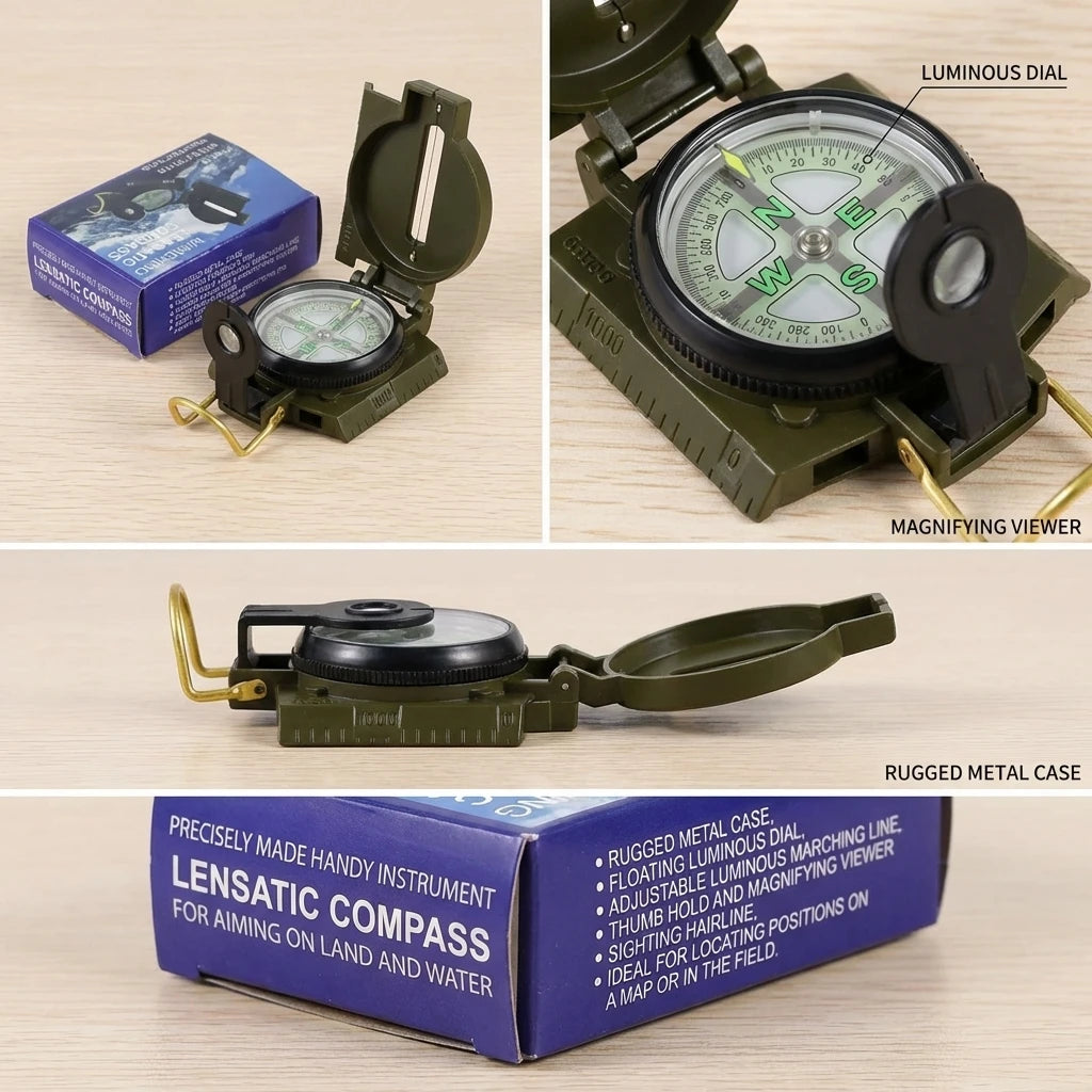 Professional Metal Compass High Precision Waterproof for Outdoor Sports Hiking Mountaineering Military Army Gadget