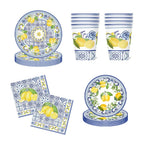 Lemon Birthday Decoration Sicilian Lemon Paper Plates Cups Napkins Tablecloth Banners Spiral Baptism Dolce Vita Party Supplies