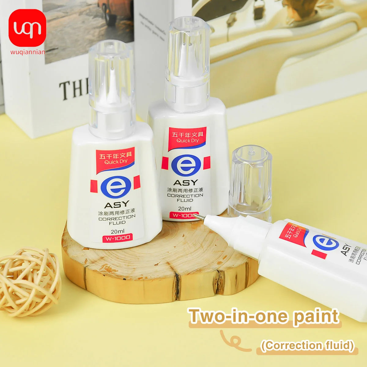 WQN Quick-Dry Correction Fluid, 20ml, White And Easy To Apply, Shortened Drying Time, Available In Packs Of 1/3/6PCS