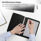 VO-A4 Vegetarian Leather 3 Ring Portfolio Binder Business Binder Padfolio With Notebook Pad Interview & Business