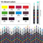 12-366 Colors Acrylic Marker Set Waterproof Acrylic Brush Marker Professional Acrylic Painting Marker DIY Art Supplies