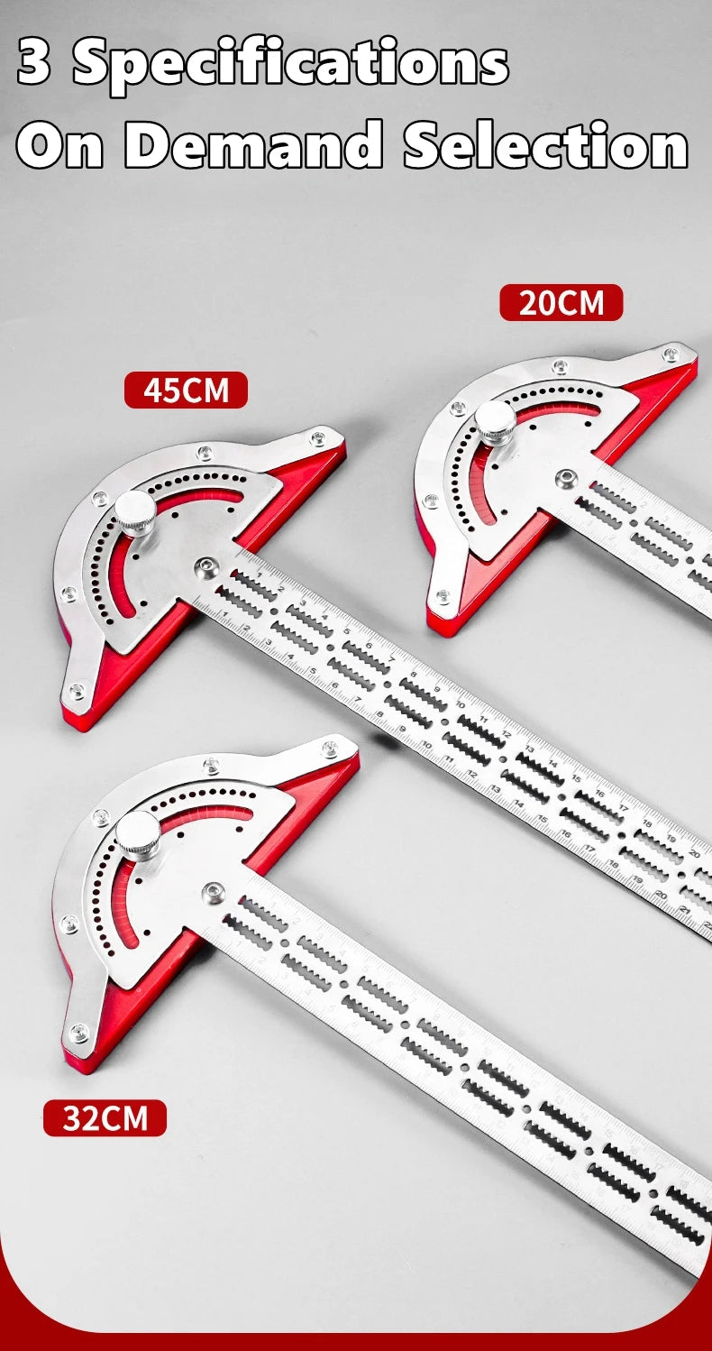0-180 Degree Angle Gauge Woodworkers Edge Ruler Stainless Steel Protractor Angle Finder Ruler Precision Carpenter Measuring Tool