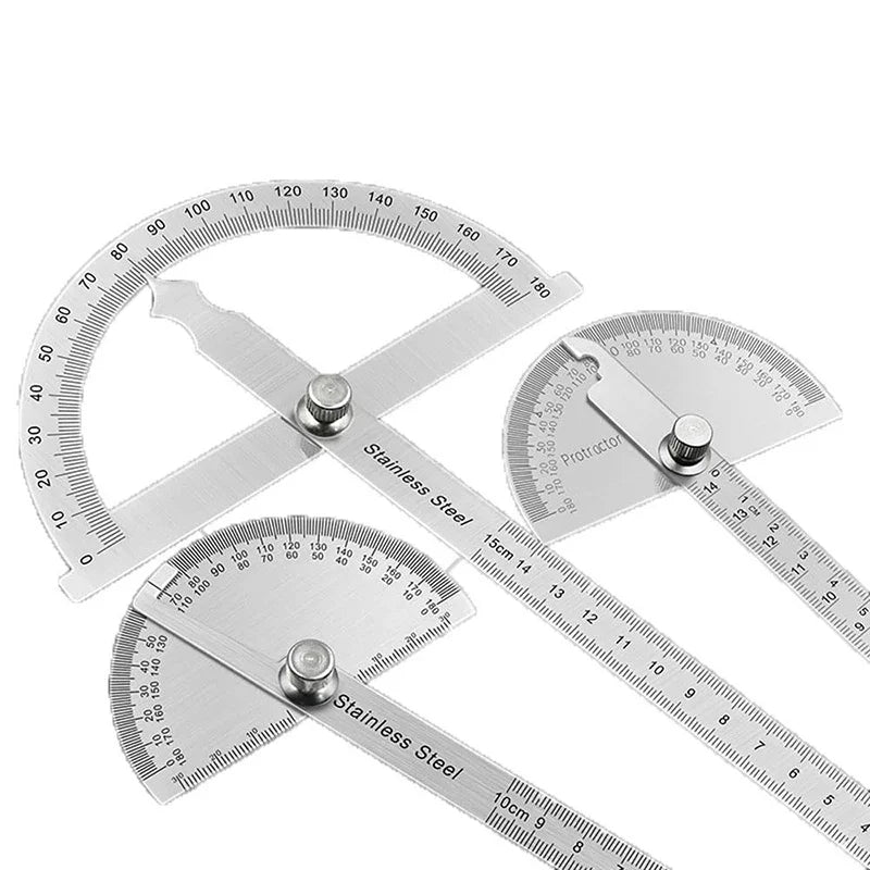 10/15cmStainless Steel Protractor Woodworking Angle Ruler 0-180° Angle Measuring Tool for Woodworking/Industry 1pc