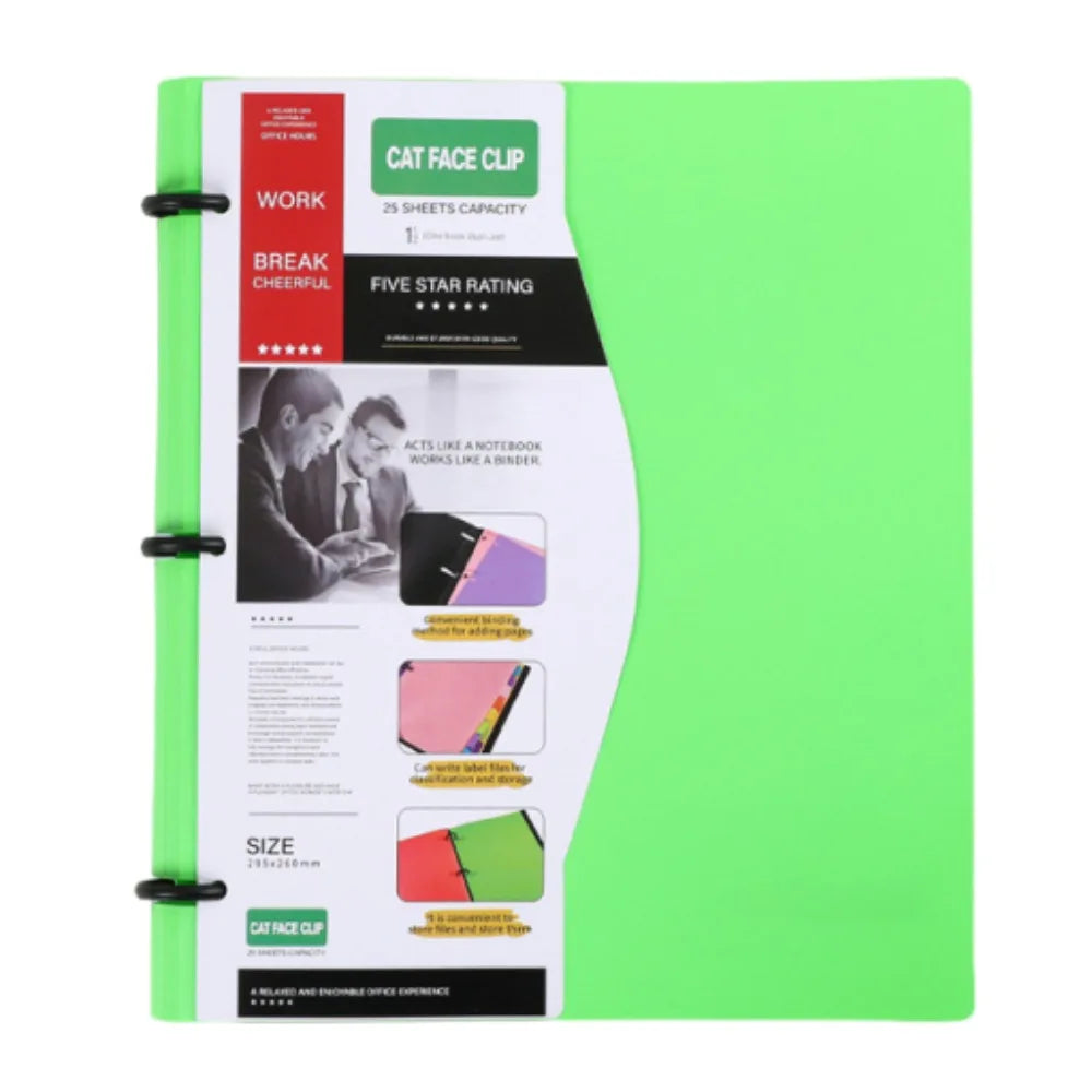 3 Ring Loose-leaf File Folder Thickened Waterproof Notebook Binder Dustproof Portable Loose Leaf Document Folder