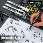 3/6/12 Pcs Waterproof Marker Pen White Black Inks  2mm Tip For Rock Painting Stone Ceramic Glass Wood Tire Fabric Metal Canvas