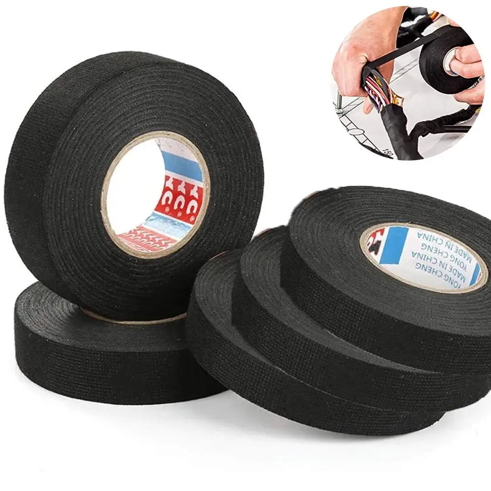 1roll 15/25M Width 9/15/19/25/32MM Wrapping Tape Cable Fixed Automotive Heat-resistant Wire Harness Tape Adhesive Cloth Fabric