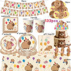 Birthday Decoration Capybara Birthday Invitation Card Cup Tablecloth Plate Napkin Poster Baby Shower Birthday Girl Party Favors