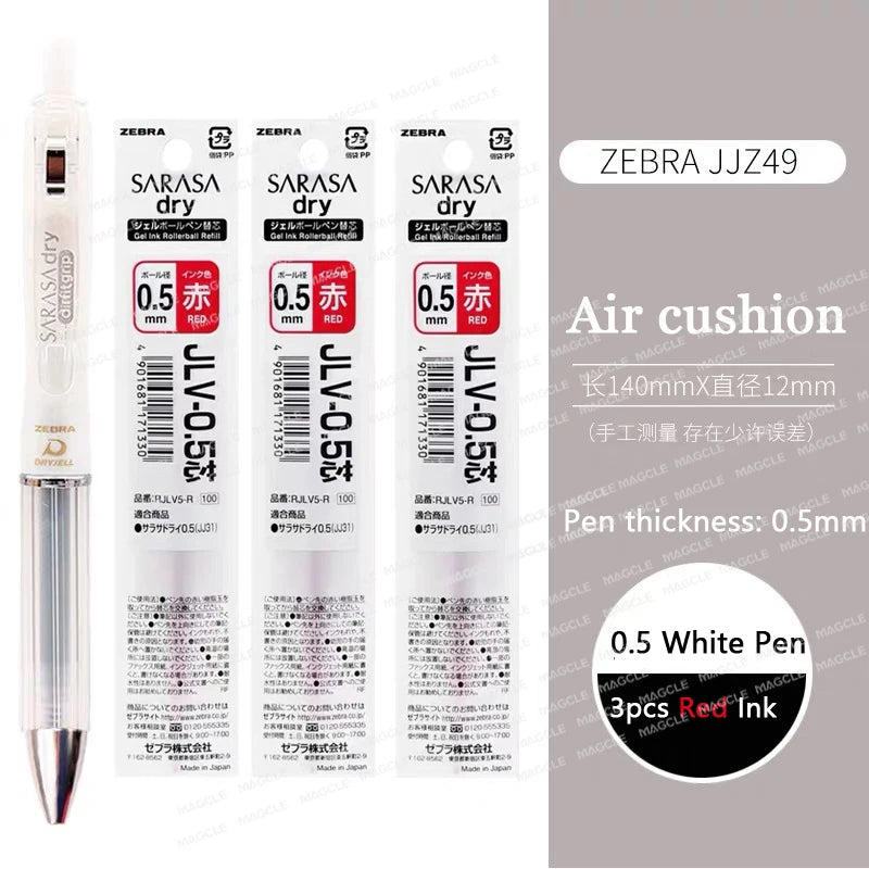 ZEBRA SARASA Dry airfitgrip Gel Pen 0.5/0.4mm Black Core Quick-Drying Smooth Writing Stylos boligrafo gel Stationery for school