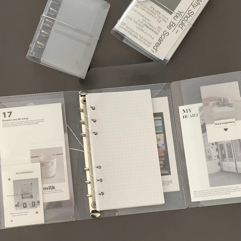 M5 A7 A6 Diagonal PP Three Fold PP Loose Leaf notebook Cover Mini Portable Sticker Small Card Photo Storage Ledger