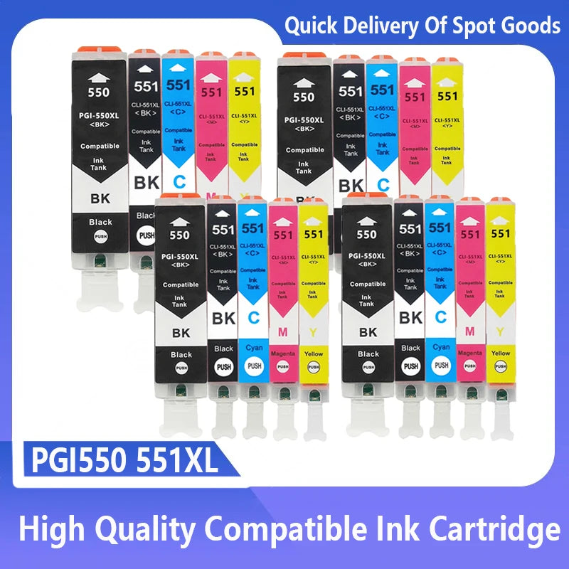 PGI550 CLI551 Compatible Ink Cartridges PGI-550 CLI 551 PGI-550 CLI-551 For Canon MG6350 MG7150 IP8750 Ip7250 Printers