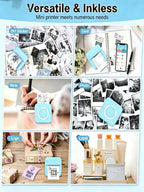 Mini Printer for IPhone and Android, Wireless Mini Photo Printer Label Printer, Portable BT Mini Thermal Printer Print Labels