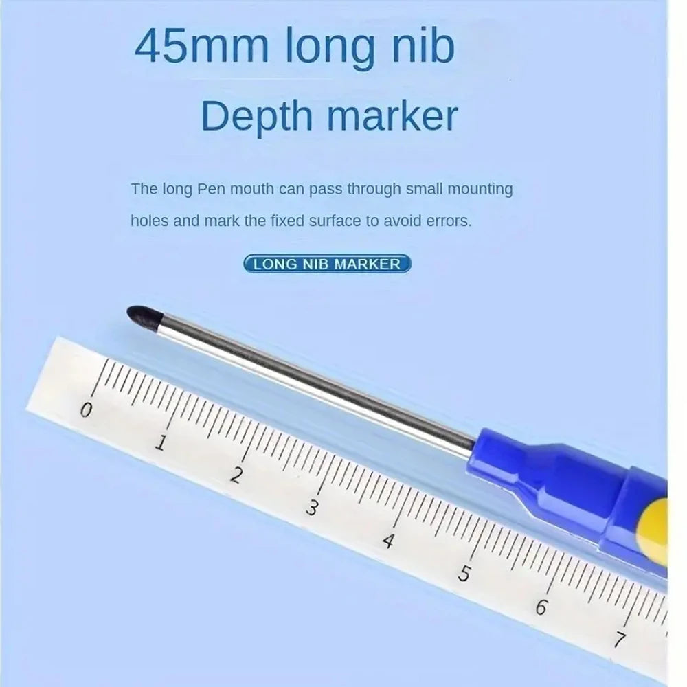 Lot 45mm Waterproof Long Head Nib Deep Hole Markers Pen Tile Carpenter Pen Multi-purpose for Woodworking Black/Blue/Red Ink