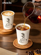 9oz Printed Logo Disposable Paper Coffee Cups, Single Wall Thickened Eco Cups for Cafe Takeout & Office