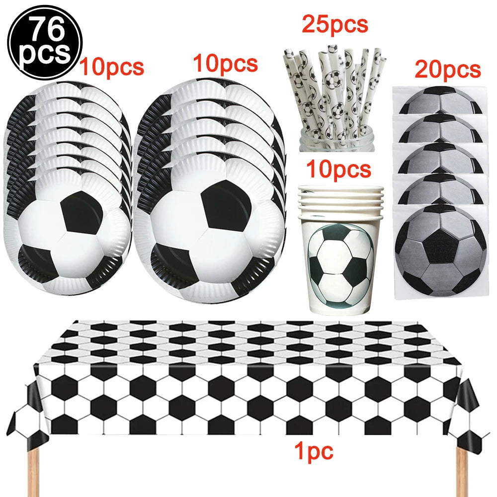 Soccer Party Disposable Tableware Paper Plates Cups Napkins Tablecloth Soccer Birthday Party Decoration