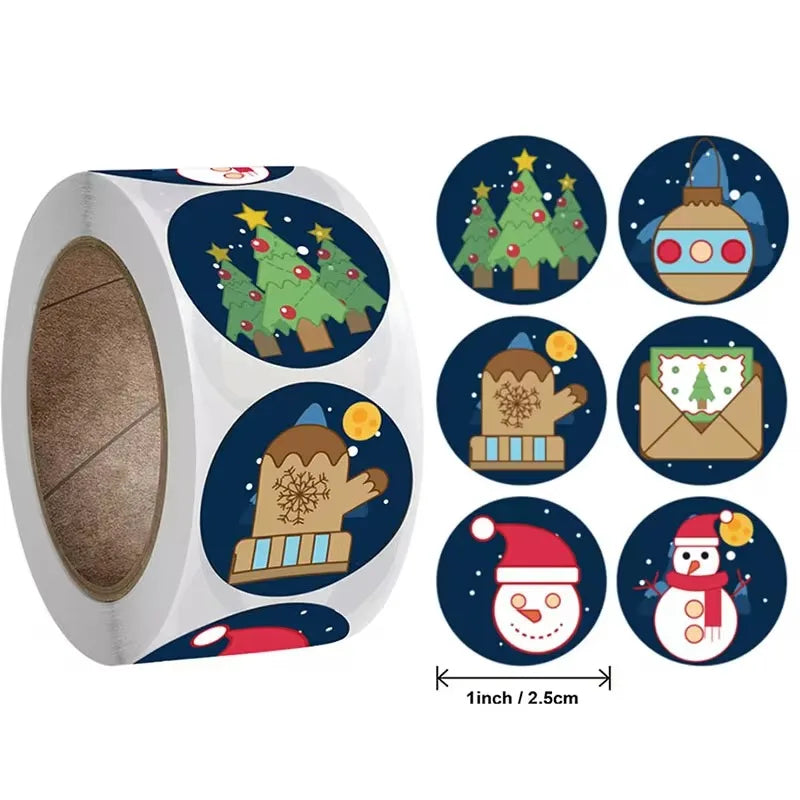 100-500PCS Merry Christmas Stickers Small Stickers for Rolling Sticker Pack Roll Packing Labels