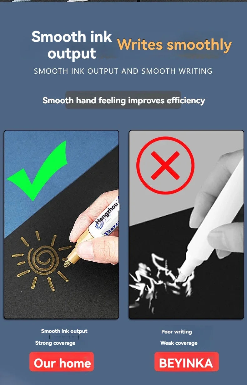 1/3/6/12 Colors Permanent Paint Marker White/Gold/silver Markers for Car Tire Tread Rubber Fabric Paint Metal Paint Marker Pens