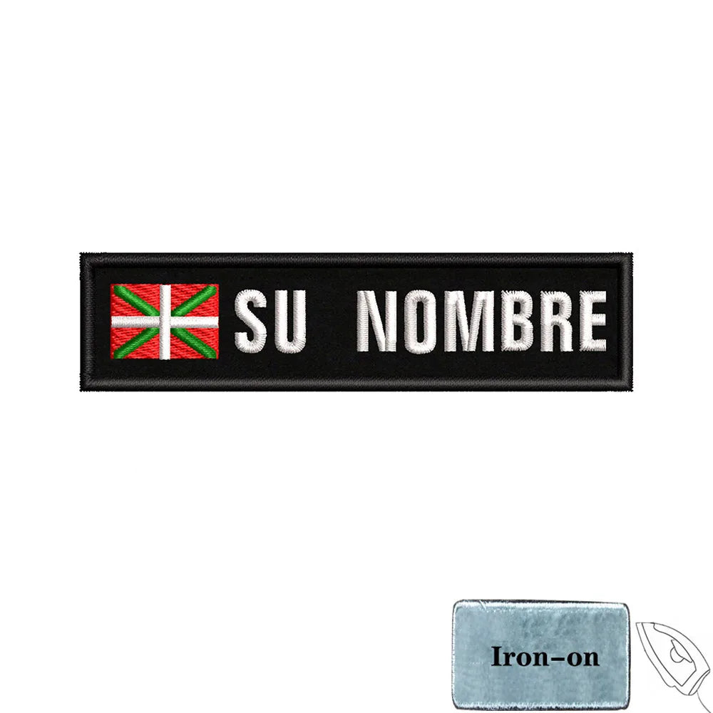 1PC 10cmX2.5cm Custom Name Flag Patch Stripes Badge Iron On Or Hook Loop Andalusia Extremadura Canary Islands Spain Galicia